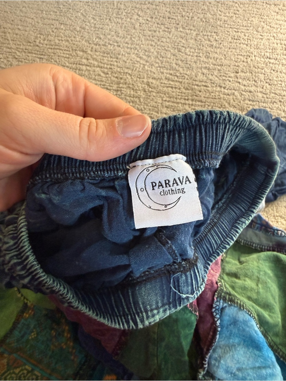 Parava Patchwork Boho Lounge Pants in Green Multi - Picture 2 of 2